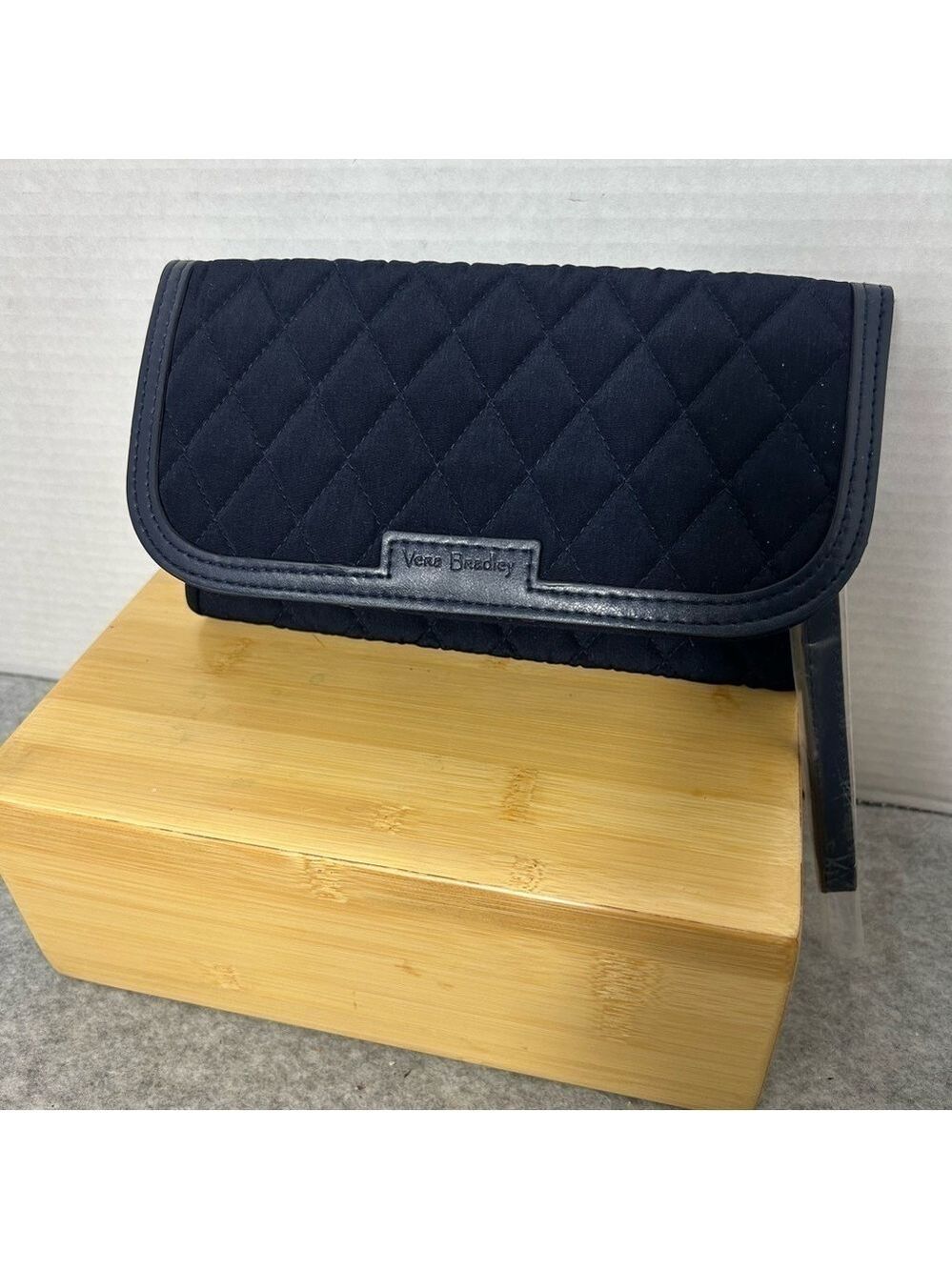 Vera Bradley Quilted Trimmed Wristlet in Microfiber Classic Navy - NWT